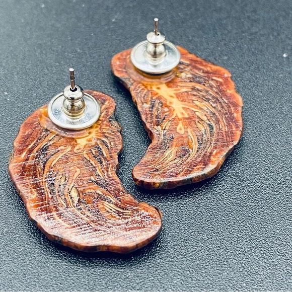 Unique Pinecone Resin Earrings Pierced - Picture 5 of 7